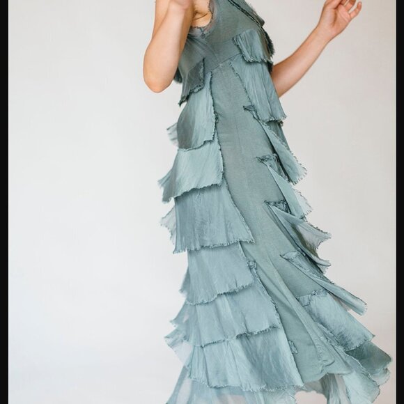 Sovay Ruffle Maxi Dress  One Size teal - Picture 2 of 7